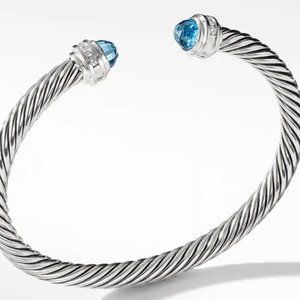 David Yurman Cable Bracelet Blue Topaz Diamonds